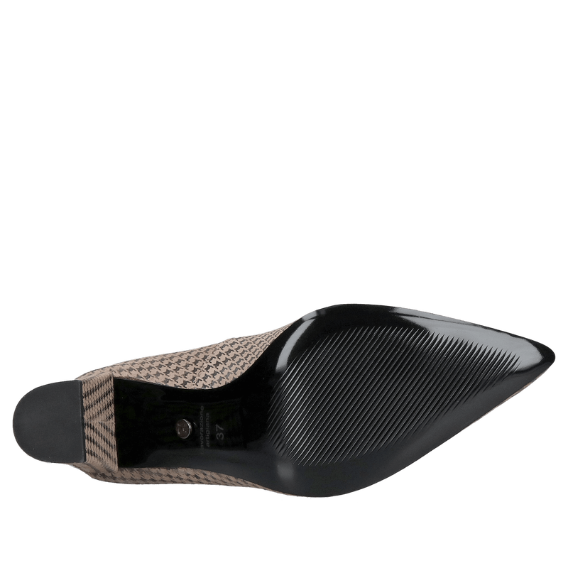 Czółenka na grubym obcasie w pepitke, skóra zamszowa, Konopka Shos, Conhpol Bis