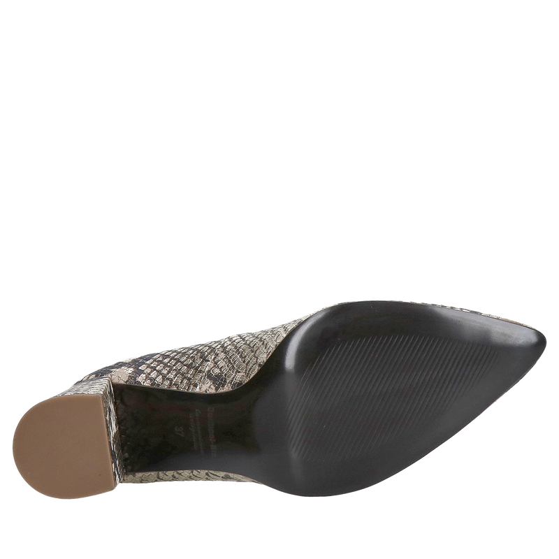 Damskie czółenka z wężowej skóry na grubym obcasie, polskie buty skórzane Conhpol, Konopka Shoes