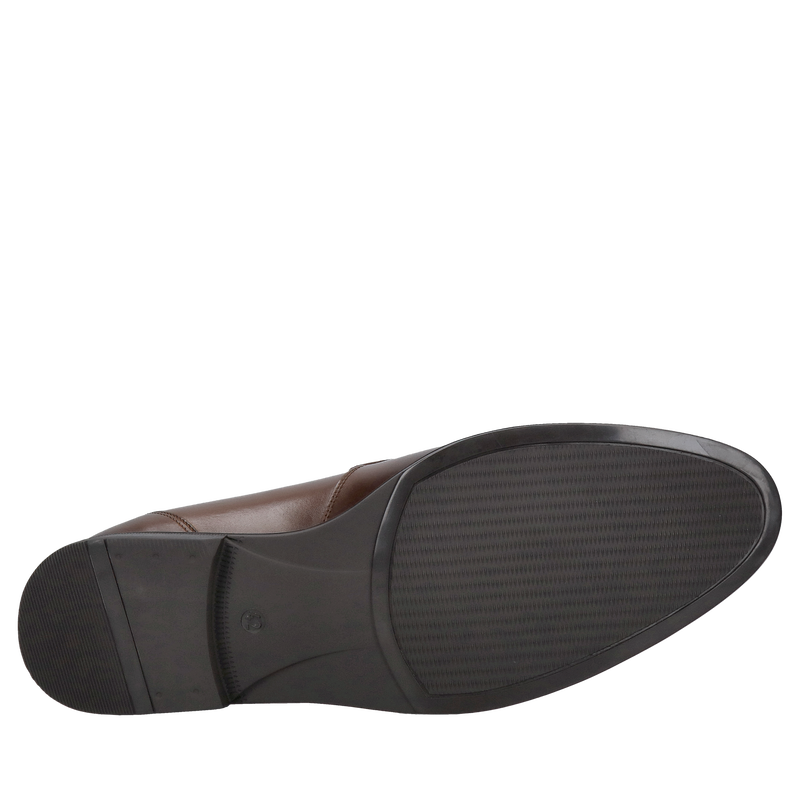 Obuwie podwyższające premium: +7cm, skóra, brąz, buty wsuwane, Polska Jakość