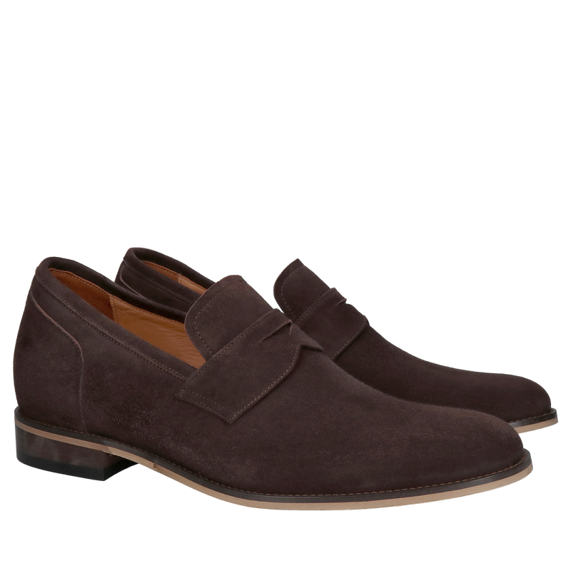 Polska elegancja , buty wsuwane podnoszące wzrost + 7 cm ,skóra, modny brąz