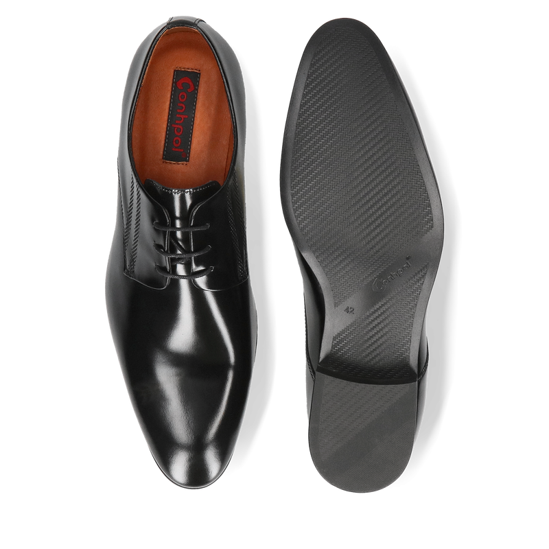 Czarne półbuty Kevin, Conhpol - polska produkcja, Derby, Konopka Shoes Czarne półbuty Kevin, Conhpol - polska produkcja, Derby, Konopka Shoes