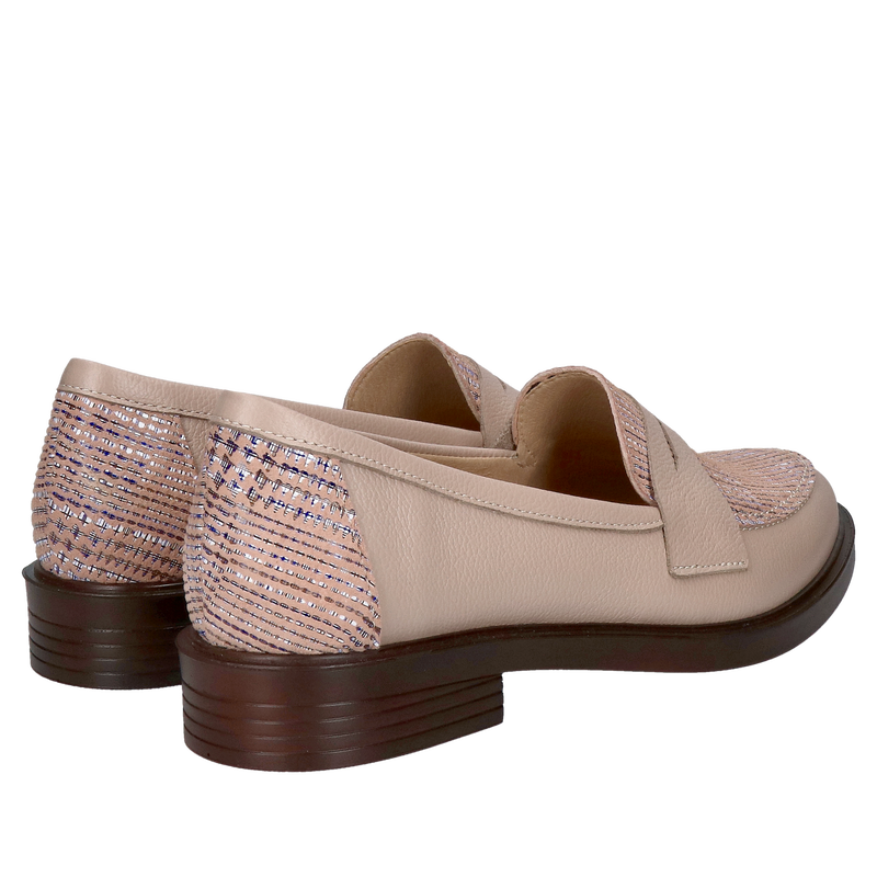 Loafersy damskie w kratkę - skóra naturalna, najwyższa jakość Loafersy damskie w kratkę - skóra naturalna, najwyższa jakość