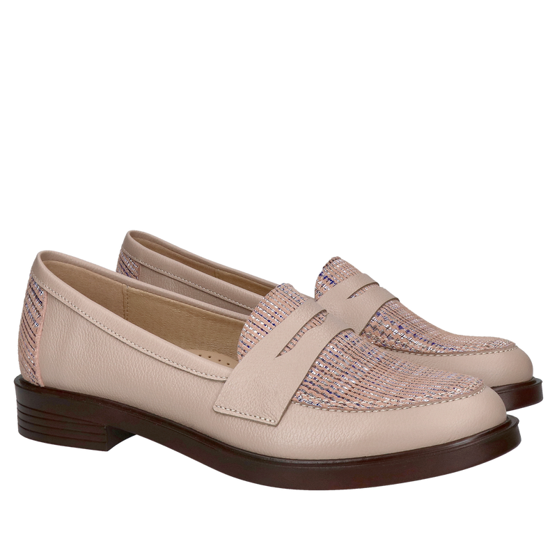 Loafersy damskie w kratkę - skóra naturalna, najwyższa jakość Loafersy damskie w kratkę - skóra naturalna, najwyższa jakość