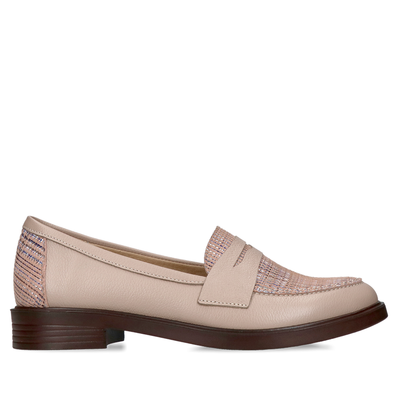 Loafersy damskie w kratkę - skóra naturalna, najwyższa jakość Loafersy damskie w kratkę - skóra naturalna, najwyższa jakość