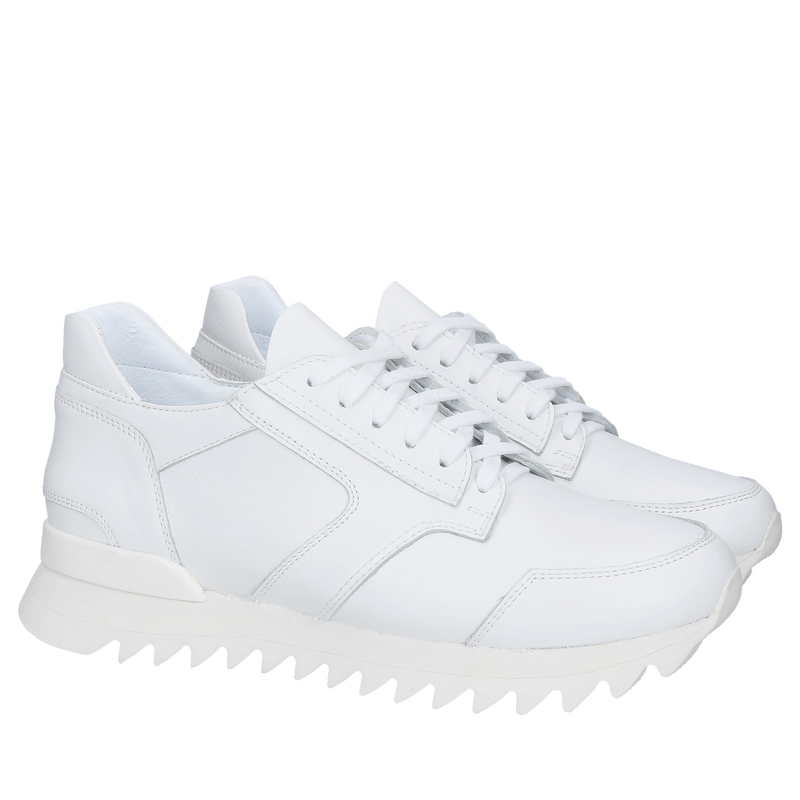 Białe sneakersy damskie, oryginalny model sportowy na co dzień, skóra naturalna, polska produkcja Conhpol Bis Białe sneakersy damskie, oryginalny model sportowy na co dzień, skóra naturalna, polska produkcja Conhpol Bis
