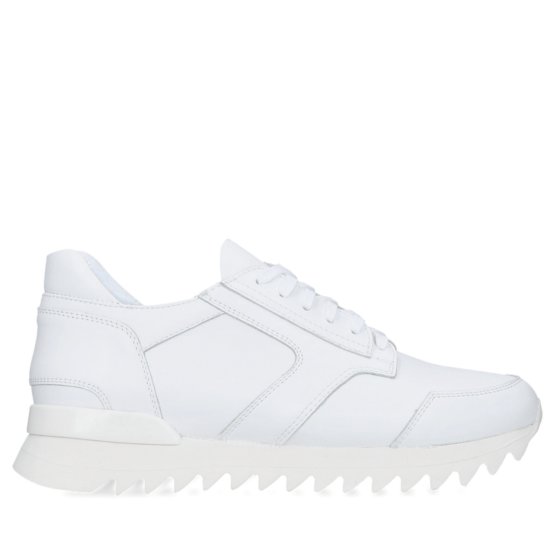 Białe sneakersy damskie, oryginalny model sportowy na co dzień, skóra naturalna, polska produkcja Conhpol Bis