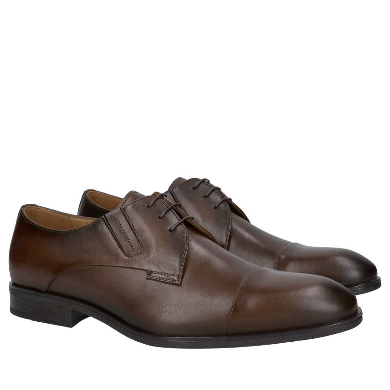 Eleganckie buty męskie do garnituru brązowe, super miękka wkładka Comfort ++, polski producent obuwia skórzanego Conhpol Eleganckie buty męskie do garnituru brązowe, super miękka wkładka Comfort ++, polski producent obuwia skórzanego Conhpol