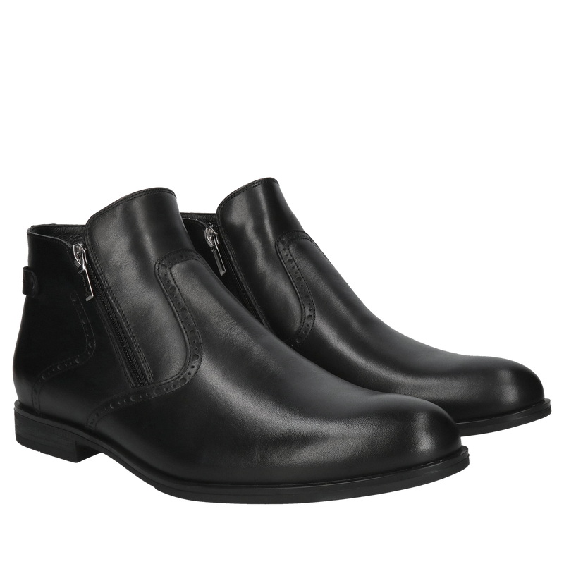 Buty zimowe męskie Conhpol, buty na szeroką stopę, trzewiki męskie z dwoma zamkami, botki z zamkiem z przodu