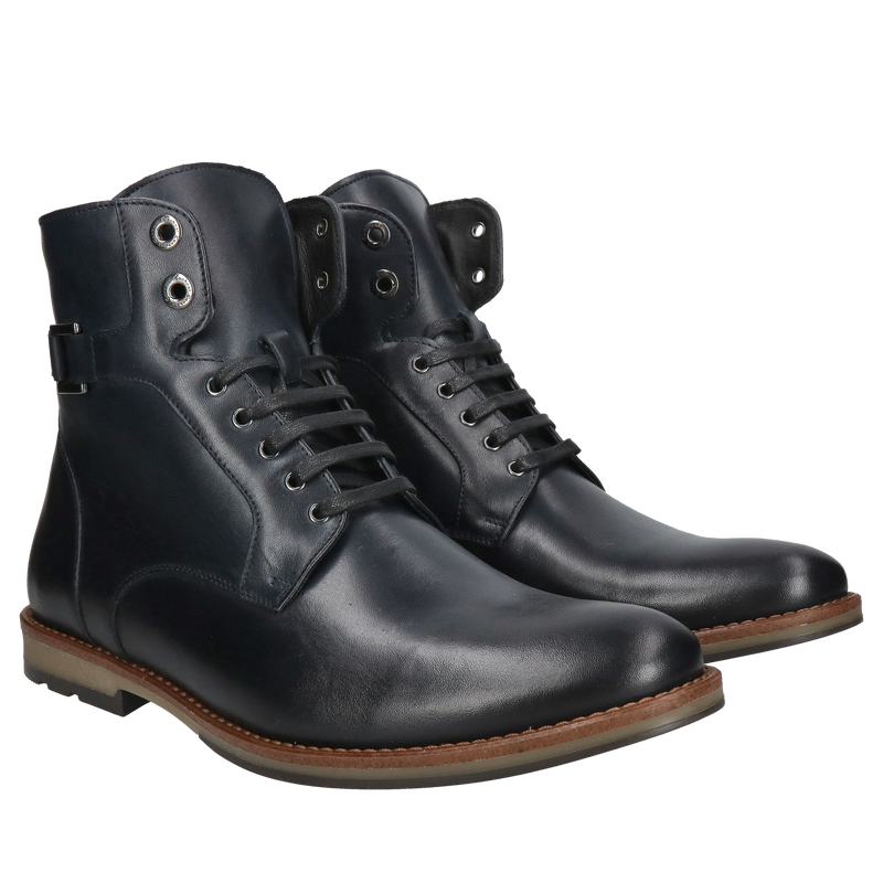 Buty zimowe męskie ocieplane, botki męskie sznurowane, trzewiki męskie Conhpol