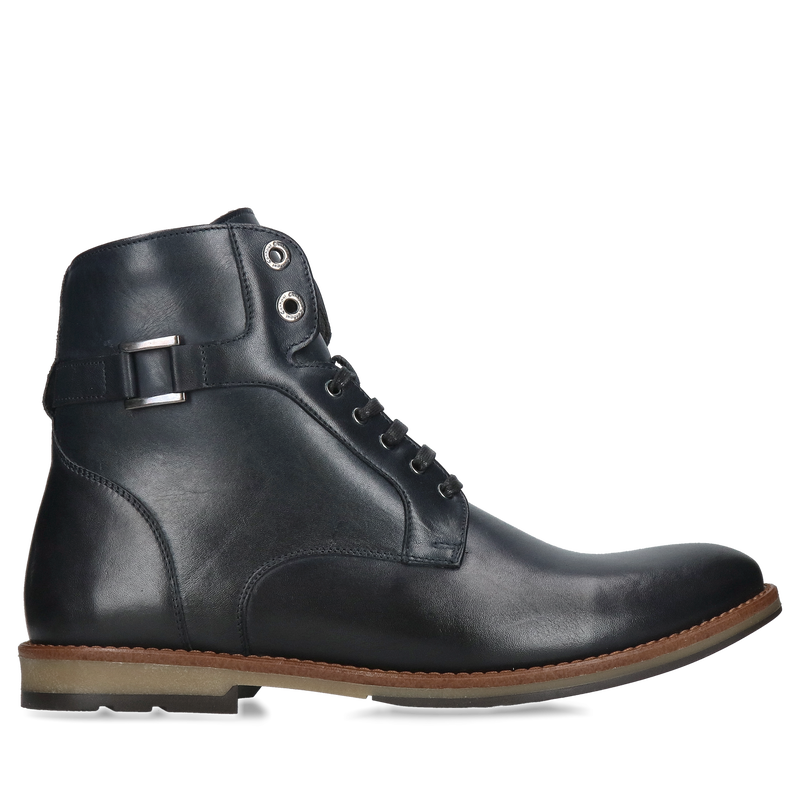 Buty zimowe męskie ocieplane, botki męskie sznurowane, trzewiki męskie Conhpol