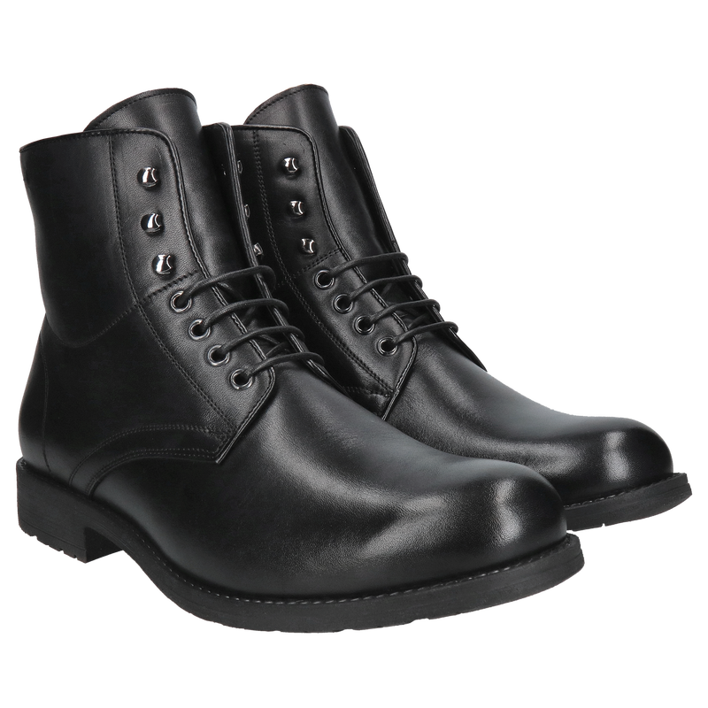 Trzewiki męskie skórzane, buty zimowe męskie czarne, męski buty zimowe Conhpol