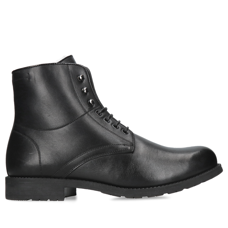 Trzewiki męskie skórzane, buty zimowe męskie czarne, męski buty zimowe Conhpol