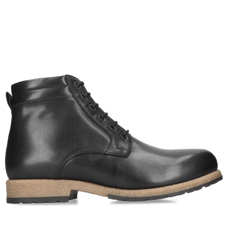 Trzewiki męskie zimowe, botki męskie sznurowane, botki z naturalnym futrem Conhpol, Konopka Shoes