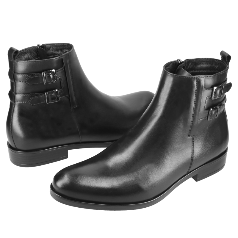 Buty zimowe męskie skórzane, botki męskie ocieplane, trzewiki męskie Conhpol z zamkiem, Konopka Shoes