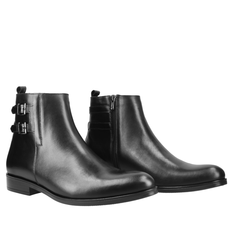 Buty zimowe męskie skórzane, botki męskie ocieplane, trzewiki męskie Conhpol z zamkiem, Konopka Shoes