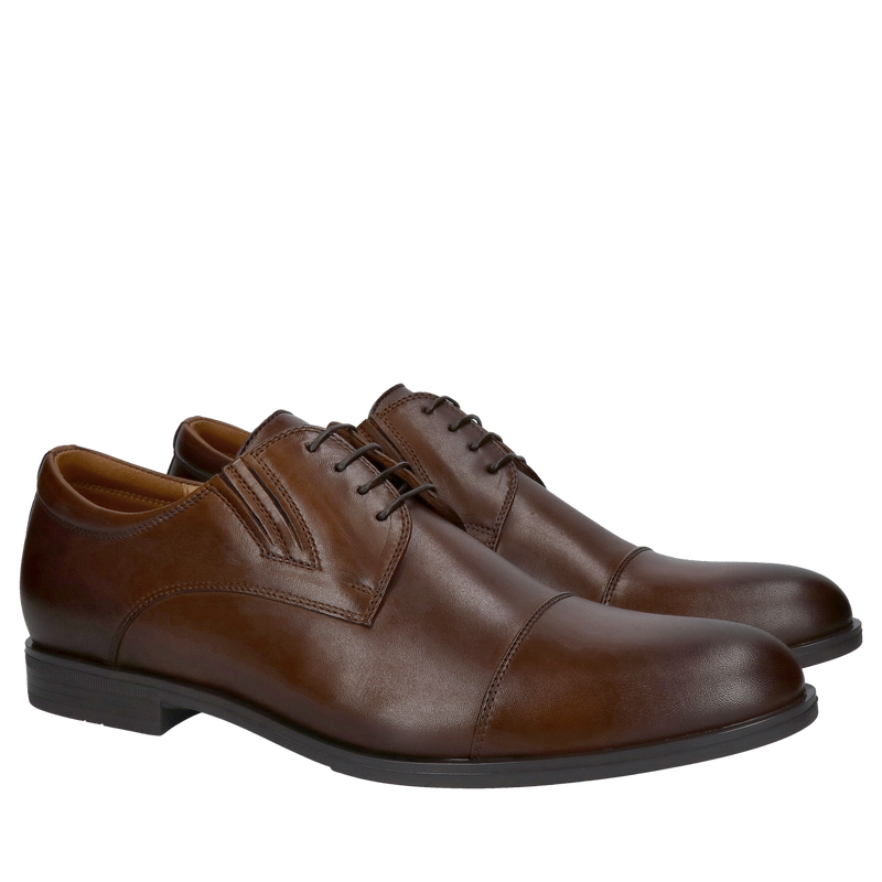 Męskie eleganckie brązowe buty do garnituru ze skóry, polski producent Męskie eleganckie brązowe buty do garnituru ze skóry, polski producent