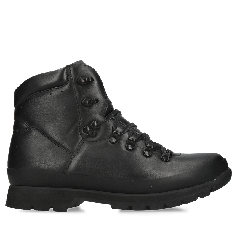 Buty zimowe męskie czarne, botki męskie Conhpol sznurowane, trzewiki zimowe, Konopka Shoes