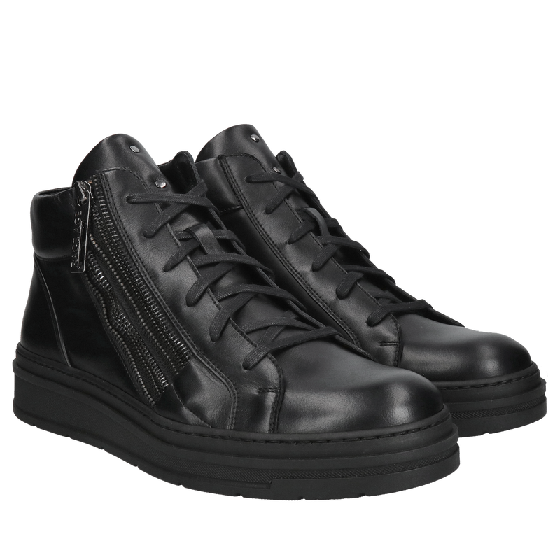 Botki sneakersy, trzewiki męskie Conhpol sznurowane ze skóry naturalnej