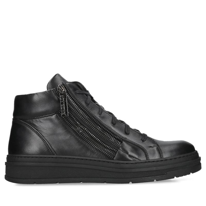 Botki sneakersy, trzewiki męskie Conhpol sznurowane ze skóry naturalnej