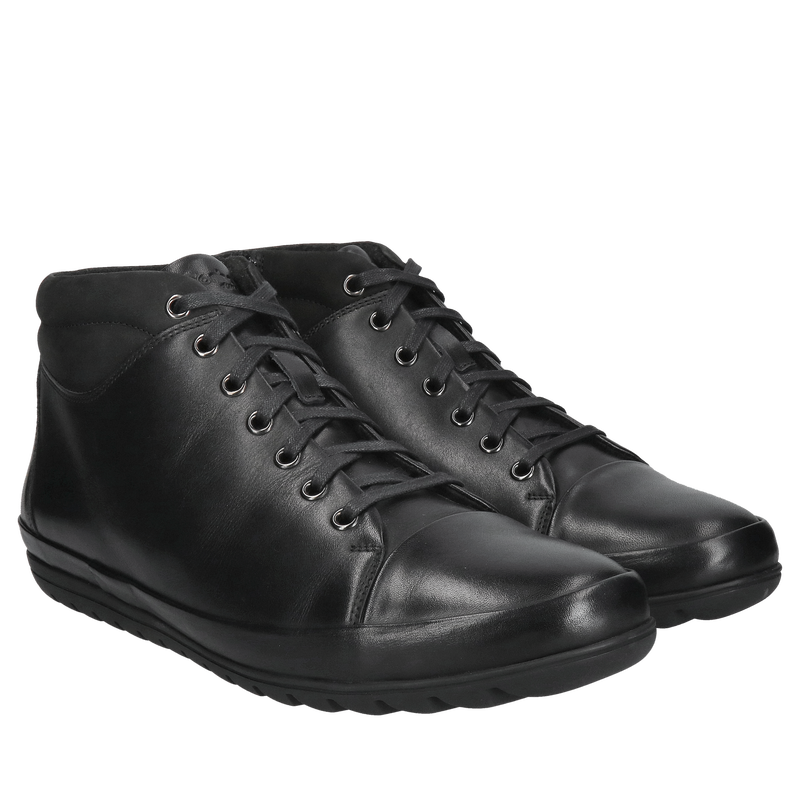 Trzewiki męskie skórzane, buty zimowe męskie czarne, męski buty zimowe Conhpol, wysoka amortyzacja oraz miekki spód