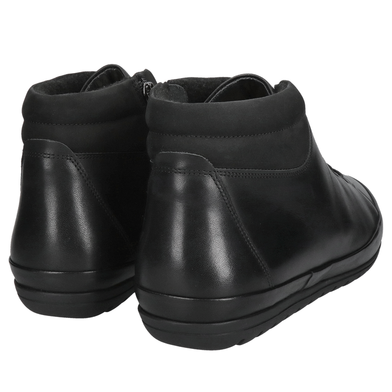 Trzewiki męskie skórzane, buty zimowe męskie czarne, męski buty zimowe Conhpol, wysoka amortyzacja oraz miekki spód