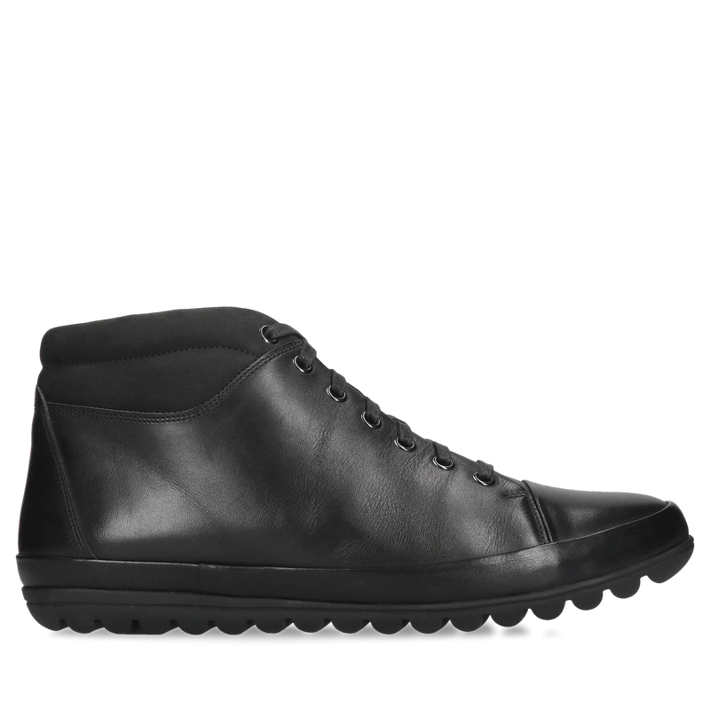 Trzewiki męskie skórzane, buty zimowe męskie czarne, męski buty zimowe Conhpol, wysoka amortyzacja oraz miekki spód