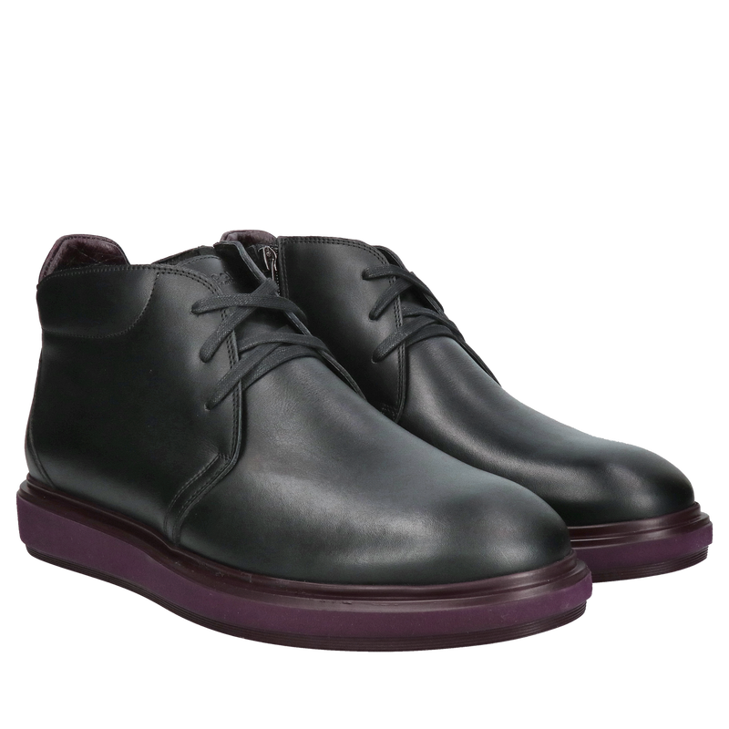 Buty zimowe męskie czarne, botki męskie Conhpol sznurowane, botki męskie sznurowane, Konopka Shoes