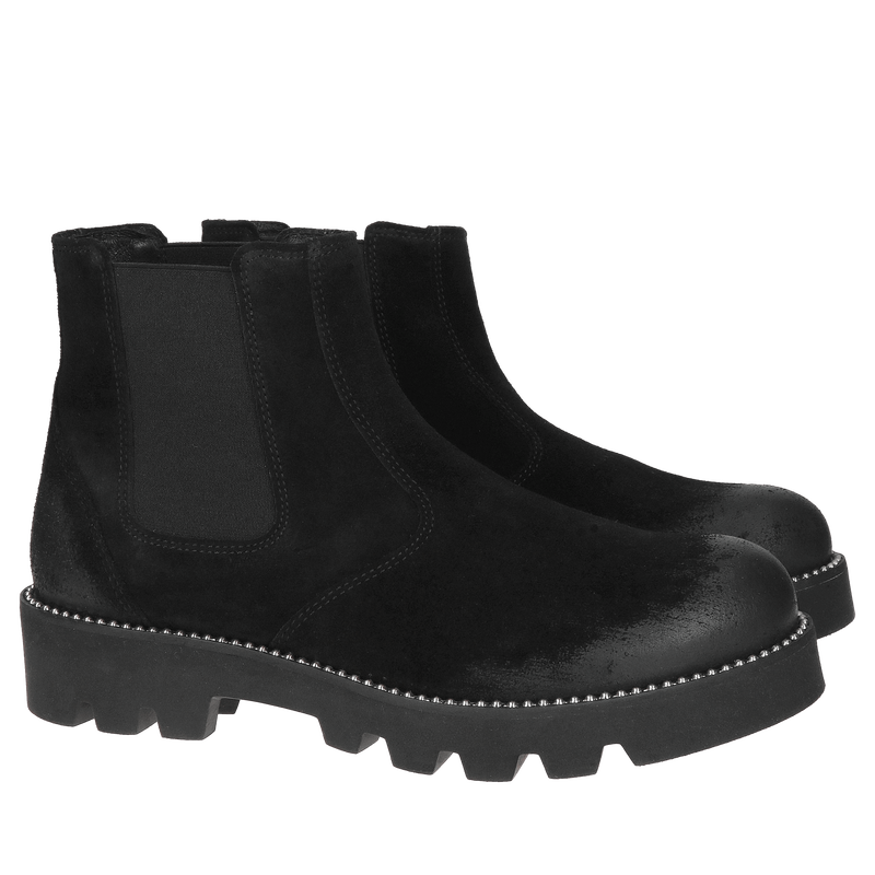 Sztyblety damskie na grubej podeszwie, botki damskie skórzane