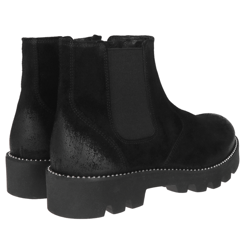 Sztyblety damskie na grubej podeszwie, botki damskie skórzane