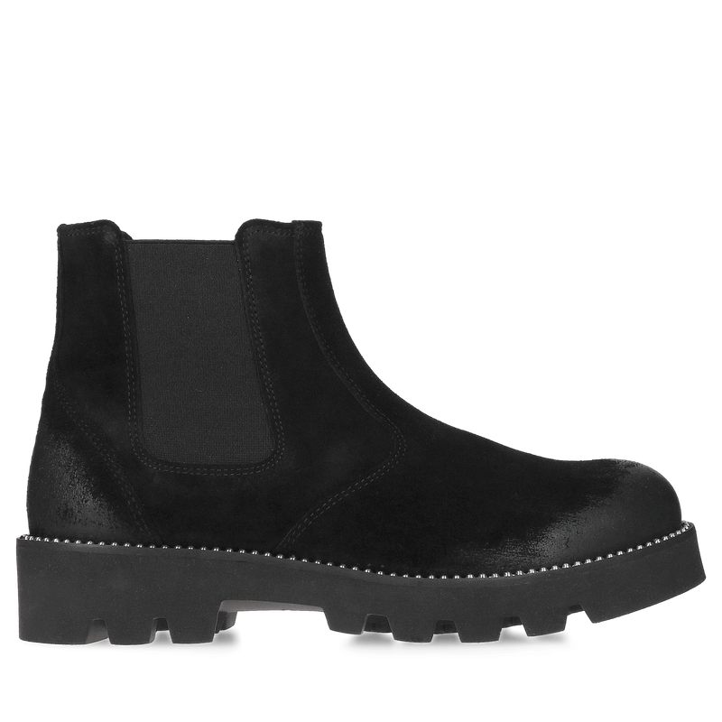 Sztyblety damskie na grubej podeszwie, botki damskie skórzane