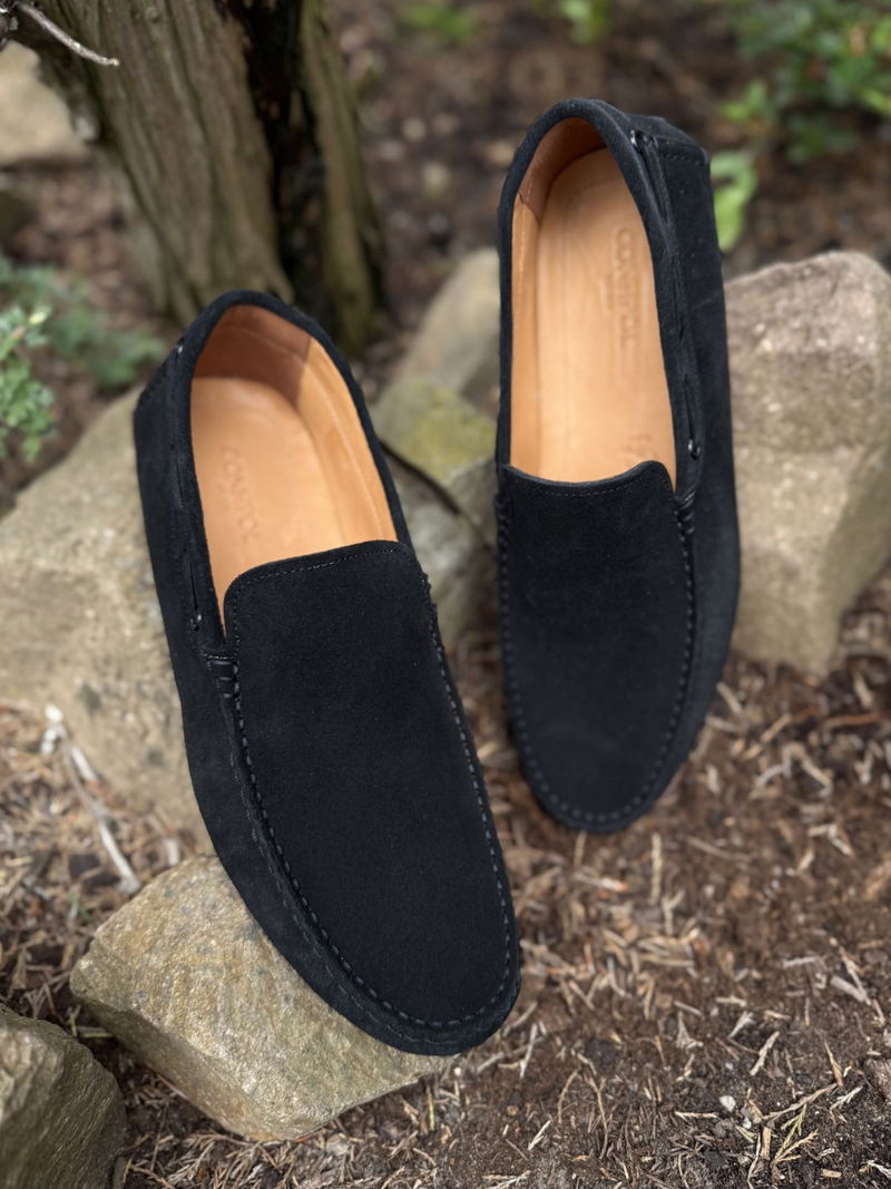 Buty męskie eleganckie mokasyny, wygodne wsuwane ze skóry zamszowej Buty męskie eleganckie mokasyny, wygodne wsuwane ze skóry zamszowej