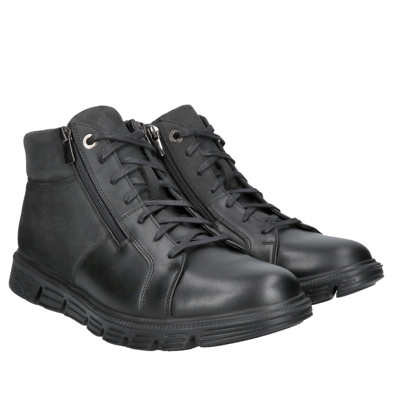 Buty zimowe męskie sportowe ocieplane, trzewiki męskie, botki z zamkiem z przodu