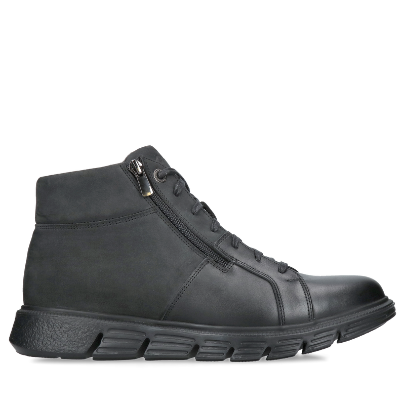 Buty zimowe męskie sportowe ocieplane, trzewiki męskie, botki z zamkiem z przodu