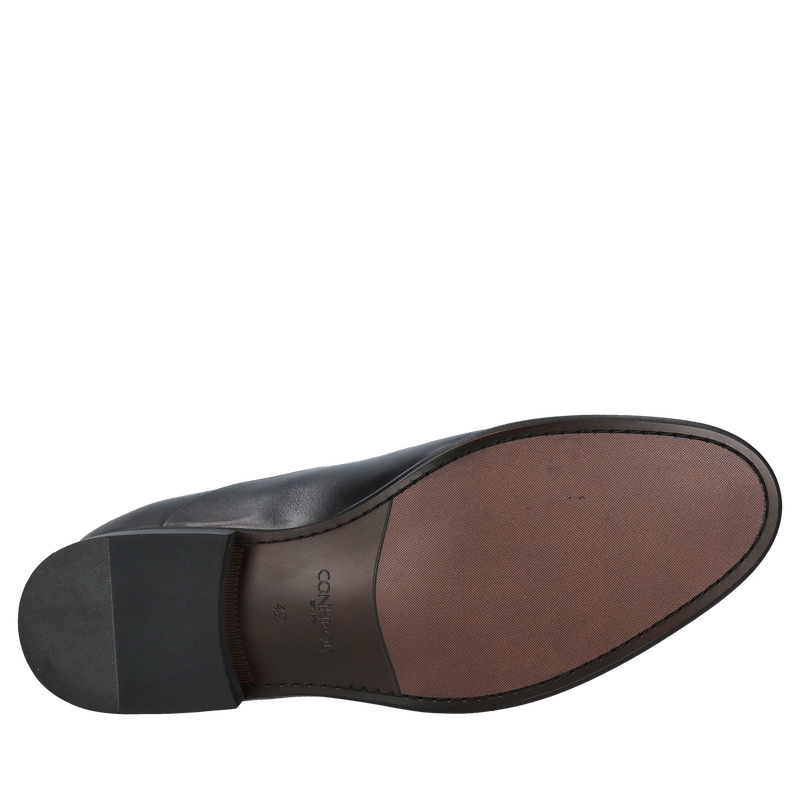 Buty eleganckie podwyższające czarne oxfordy, polski producent obuwia skórzanego Conhpol, półbuty męskie do garnituru