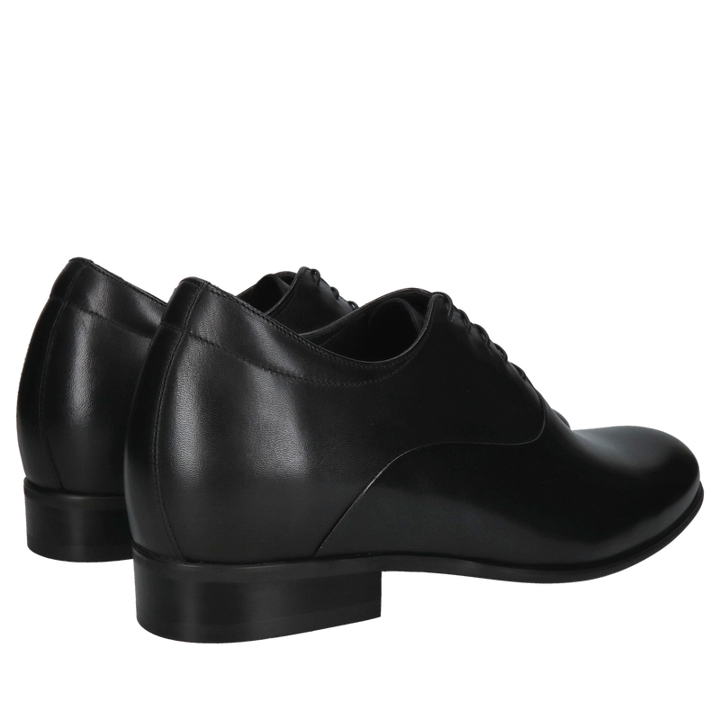 Buty eleganckie podwyższające czarne oxfordy, polski producent obuwia skórzanego Conhpol, półbuty męskie do garnituru