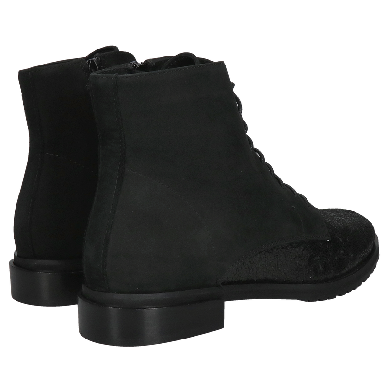 Trzewiki damskie skórzane sznurowane, połączenie dwóch faktur skór, elegancja i wygoda w jednym