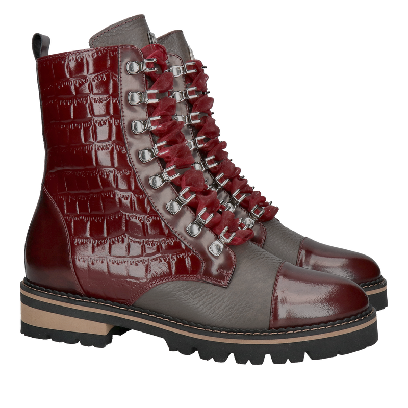 Oryginalne bordowe botki damskie ze skóry, wysoka jakość i nie powtarzalny styl, polski producent obuwia skórzanego