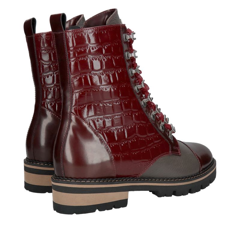 Oryginalne bordowe botki damskie ze skóry, wysoka jakość i nie powtarzalny styl, polski producent obuwia skórzanego
