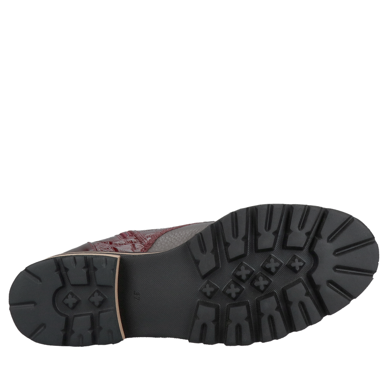 Oryginalne bordowe botki damskie ze skóry, wysoka jakość i nie powtarzalny styl, polski producent obuwia skórzanego