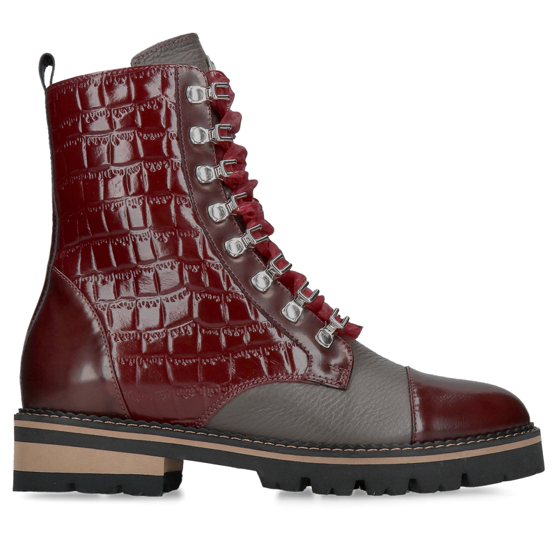 Oryginalne bordowe botki damskie ze skóry, wysoka jakość i nie powtarzalny styl, polski producent obuwia skórzanego