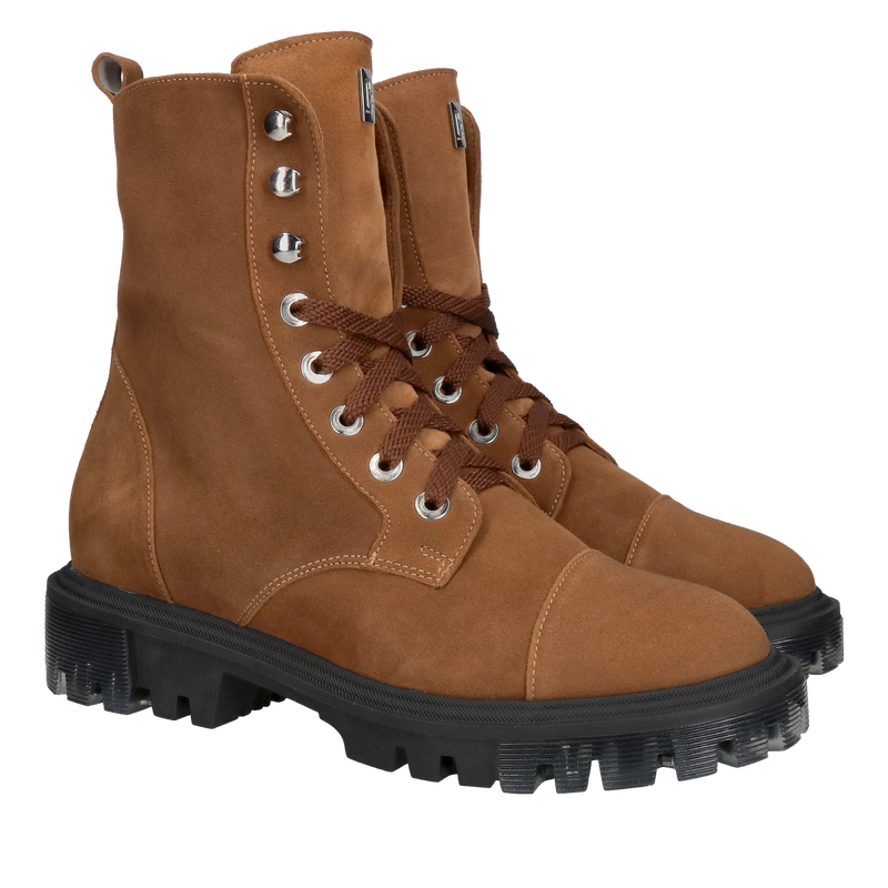 Botki zamszowe damskie ocieplane na grubej podeszwie, polski producent obuwia skórzanego, Konopka Shoes