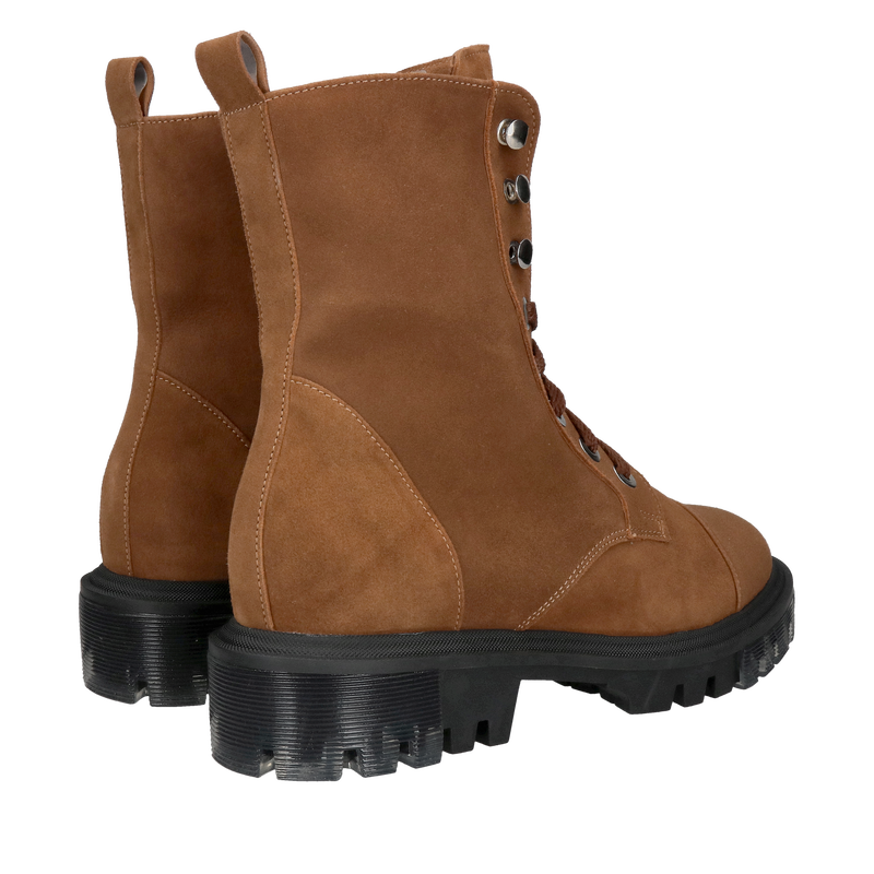 Botki zamszowe damskie ocieplane na grubej podeszwie, polski producent obuwia skórzanego, Konopka Shoes