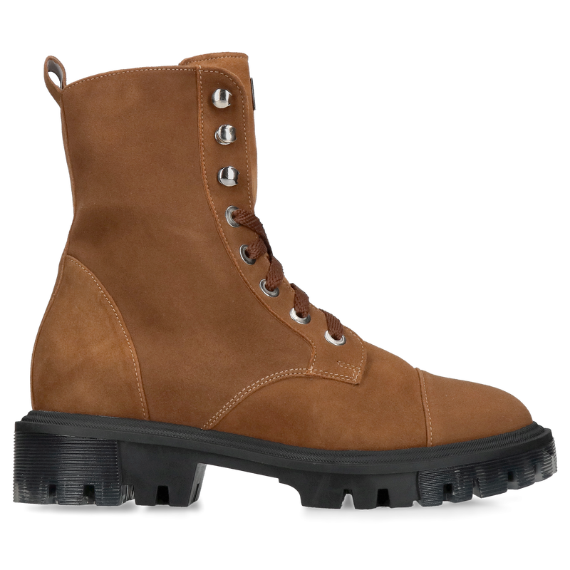 Botki zamszowe damskie ocieplane na grubej podeszwie, polski producent obuwia skórzanego, Konopka Shoes