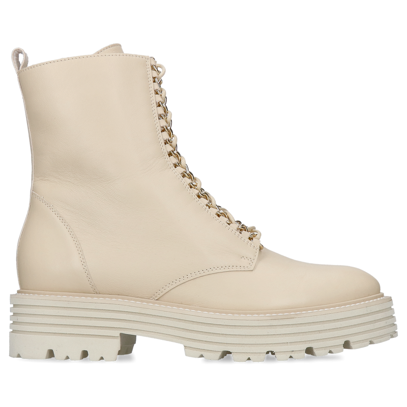 Damskie botki ze skóry wiązane z oryginalnymi ozdobami przy sznurówkach, polskie buty skórzane damskie