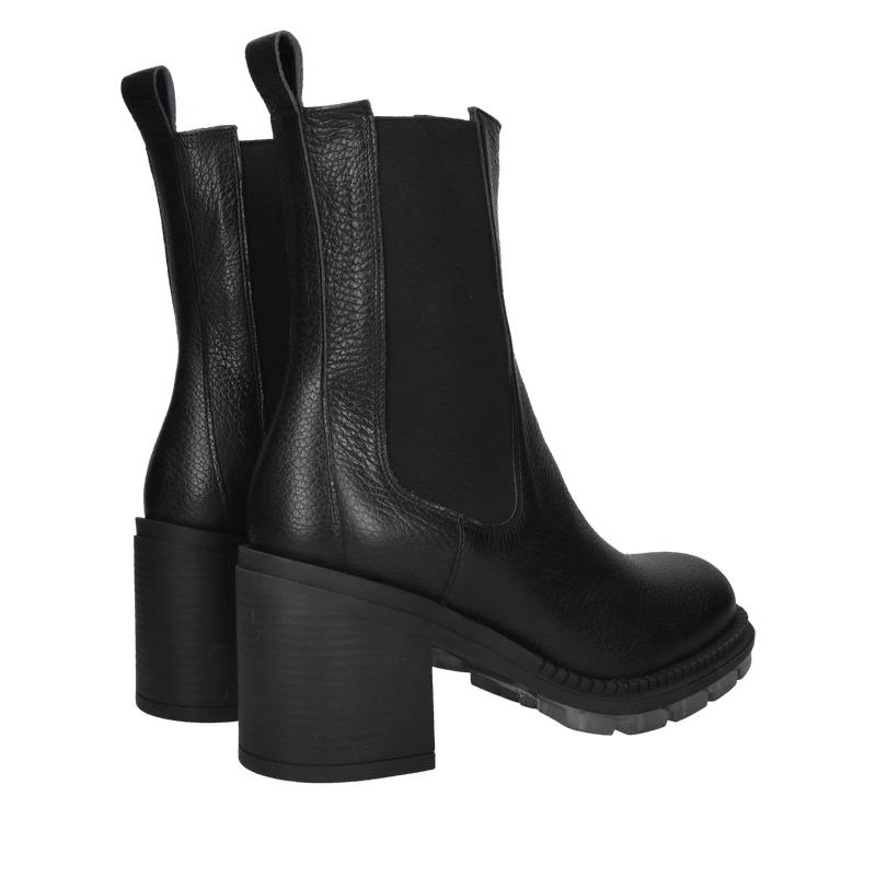 Botki na klocku, modne botki, buty zimowe damskie skórzane