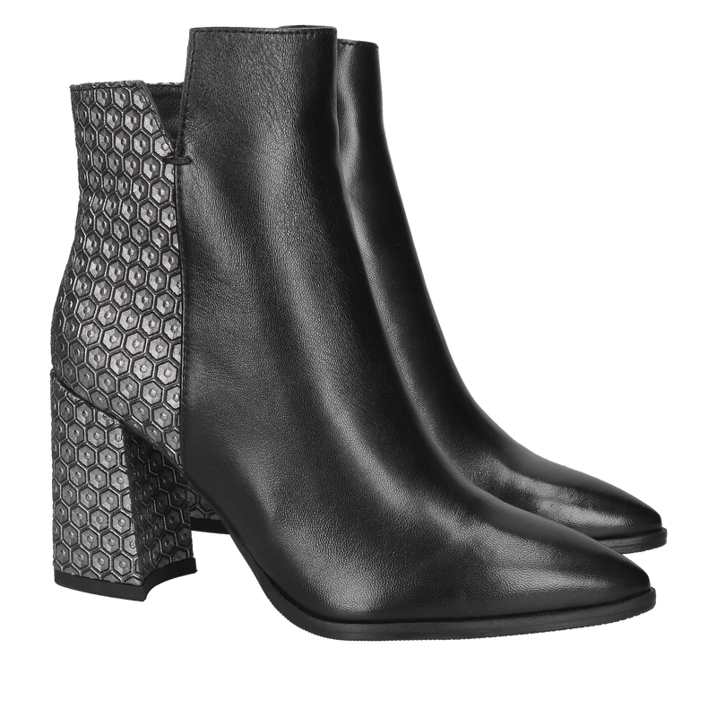 Eleganckie czarne botki na słupku, botki damskie zimowe