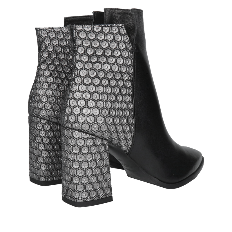 Eleganckie czarne botki na słupku, botki damskie zimowe