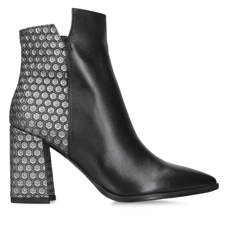 Eleganckie czarne botki na słupku, botki damskie zimowe