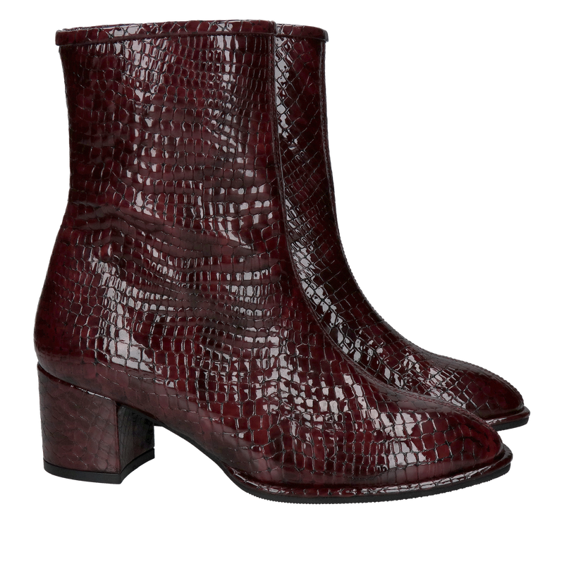 Trzewiki zimowe damskie, bordowe botki z wyjątkowej miekkiej skóry