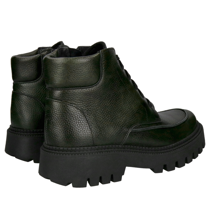 Trzewiki damskie skórzane sznurowane, buty zimowe na grubej podeszwie